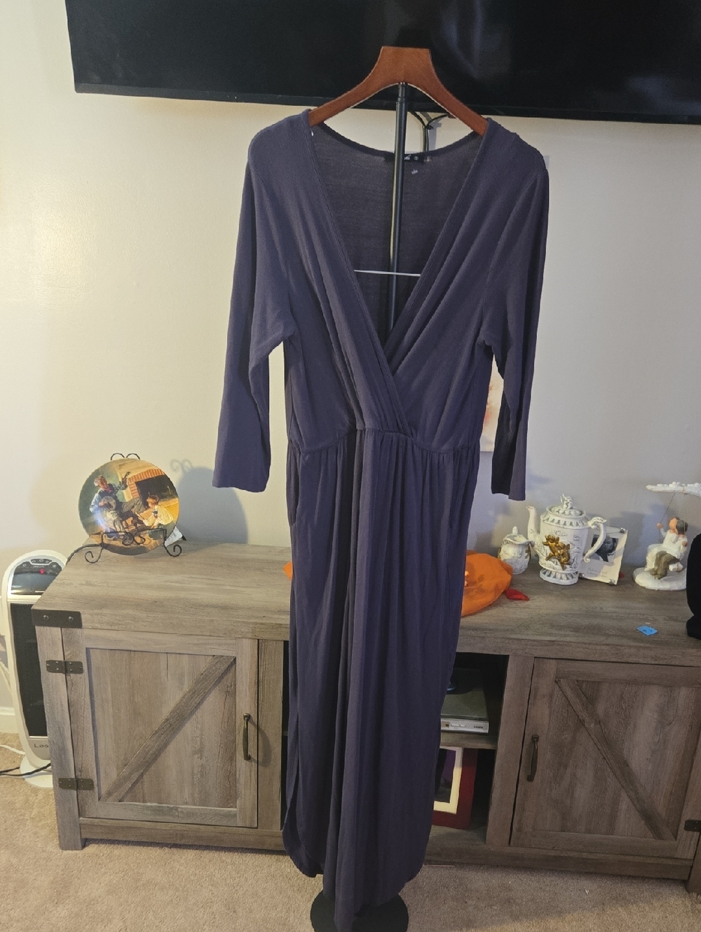 Annabelle Deep V-Neck Navy Maxi Dress